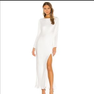 Revolve - White silk full length sleeve dress NWT